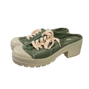 Vintage 90s Canyon River Blues green and cream slip-on sneakers 9.5